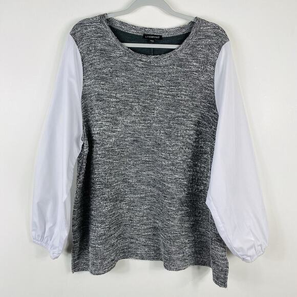 Lane Bryant Size 18 20 Contrast Sleeve Tweed Top Black White Career Work Casual - Picture 1 of 6